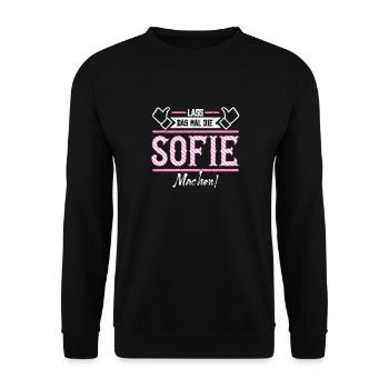 Sofie Geschenkidee Geschenk Geburtstag - Unisex Pullover - Schwarz - Vorne - Alina (178cm) & Michal (187cm)