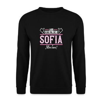 Sofia Geschenkidee Geschenk Geburtstag - Unisex Pullover - Schwarz - Vorne - Alina (178cm) & Michal (187cm)