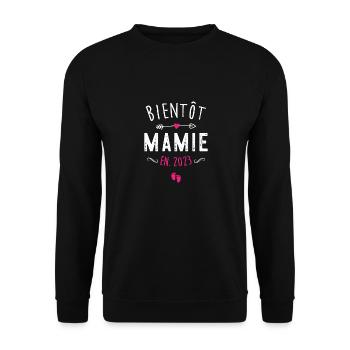 bientôt Mamie 2023 Nouvelle Naissance Grossesse - Sweat-shirt Unisexe - noir - Devant - Alina (178cm) & Michal (187cm)