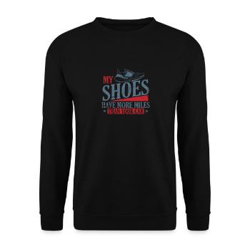 My Shoes have more Miles than your Car Jogging - Unisex Sweatshirt - black - Front - Alina (178cm) & Michal (187cm)