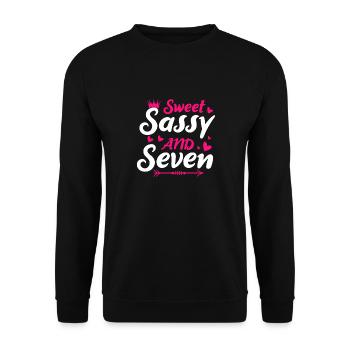 Sweet Sassy And Seven 7th birthday 7 years old - Unisex Sweatshirt - black - Front - Alina (178cm) & Michal (187cm)