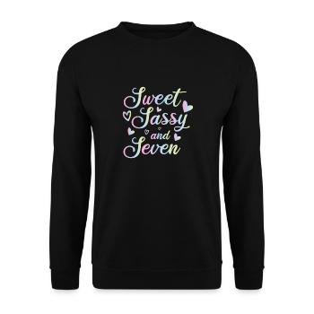 Sweet Sassy And Seven 7th birthday 7 years old - Unisex Sweatshirt - black - Front - Alina (178cm) & Michal (187cm)