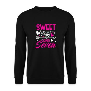Sweet Sassy And Seven 7th birthday 7 years old - Unisex Sweatshirt - black - Front - Alina (178cm) & Michal (187cm)