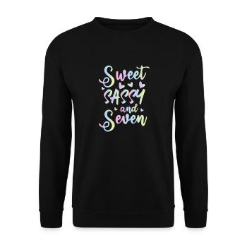 Sweet Sassy And Seven 7th birthday 7 years old - Unisex Sweatshirt - black - Front - Alina (178cm) & Michal (187cm)