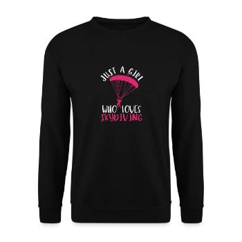 Fallschirmspringen Lover Girls Just A Girl Who - Unisex Pullover - Schwarz - Vorne - Alina (178cm) & Michal (187cm)