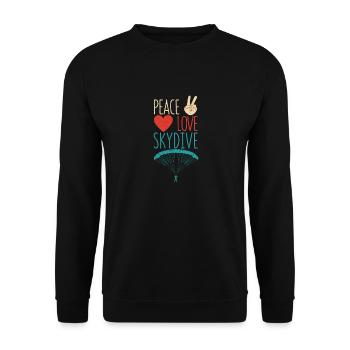 Peace Love Skydive drôle de parachutisme - Sweat-shirt Unisexe - noir - Devant - Alina (178cm) & Michal (187cm)