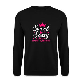 Sweet Sassy And Seven 7th birthday 7 years old - Unisex Sweatshirt - black - Front - Alina (178cm) & Michal (187cm)