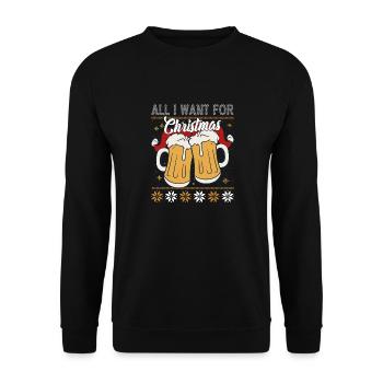 All I need for Christmas is BEER - Unisex Sweatshirt - black - Front - Alina (178cm) & Michal (187cm)