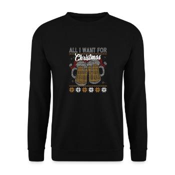 All I need for Christmas is BEER - Unisex Sweatshirt - black - Front - Alina (178cm) & Michal (187cm)