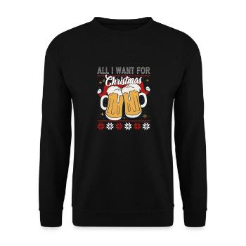 All I need for Christmas is BEER - Unisex Sweatshirt - black - Front - Alina (178cm) & Michal (187cm)