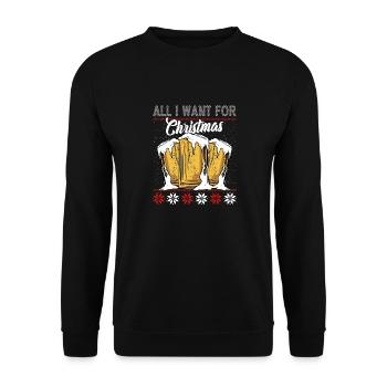 All I need for Christmas is BEER - Unisex Sweatshirt - black - Front - Alina (178cm) & Michal (187cm)