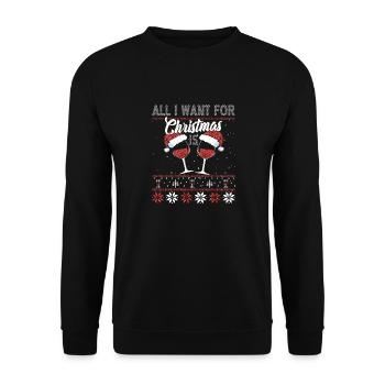 All I need for Christmas is WINE - Unisex Sweatshirt - black - Front - Alina (178cm) & Michal (187cm)