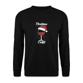 Wine Lovers Noël Chapeau de Noël Tenue Noël - Sweat-shirt Unisexe - noir - Devant - Alina (178cm) & Michal (187cm)