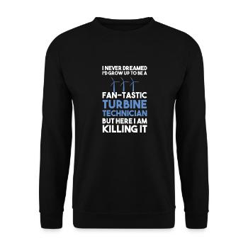 Technicien d’éolienne énergie éolienne de parc éolien - Sweat-shirt Unisexe - noir - Devant - Alina (178cm) & Michal (187cm)