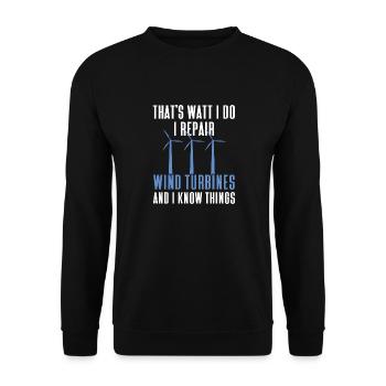 Wind turbine technician wind farm wind power - Unisex Sweatshirt - black - Front - Alina (178cm) & Michal (187cm)