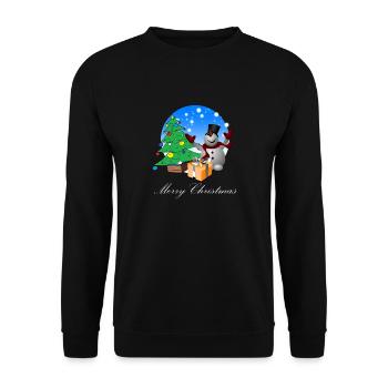 Weihnachten Merry Christmas Schneemann - Unisex Pullover - Schwarz - Vorne - Alina (178cm) & Michal (187cm)