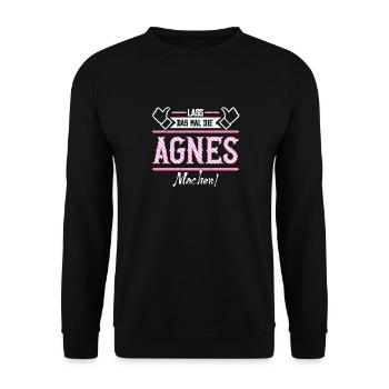 Agnes Geschenkidee Geschenk Geburtstag - Unisex Pullover - Schwarz - Vorne - Alina (178cm) & Michal (187cm)