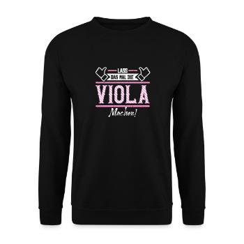 Viola Geschenkidee Geschenk Geburtstag - Unisex Pullover - Schwarz - Vorne - Alina (178cm) & Michal (187cm)