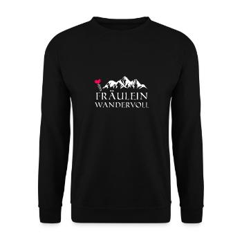 Fräulein Wandervoll Wandern Bergsteigen Natur - Unisex Pullover - Schwarz - Vorne - Alina (178cm) & Michal (187cm)
