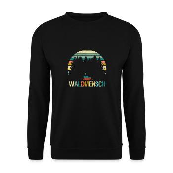 Waldmensch Naturbursche Wandern Natur Outdoor Wald - Unisex Pullover - Schwarz - Vorne - Alina (178cm) & Michal (187cm)