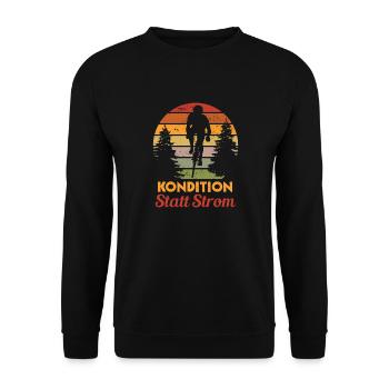 Kondition Statt Strom Fahrrad Fahrradfahren Biker - Unisex Pullover - Schwarz - Vorne - Alina (178cm) & Michal (187cm)