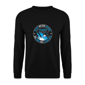 Reicht Mir Den Brenner Ihr Narren Der König Will - Unisex Pullover - Schwarz - Vorne - Alina (178cm) & Michal (187cm)