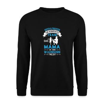 Vater und Tochter Partnerlook Papa Vatertag - Unisex Pullover - Schwarz - Vorne - Alina (178cm) & Michal (187cm)