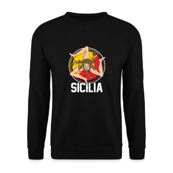 Sizilien flagge Sizilien Palermo Italien - Unisex Pullover - Schwarz - Vorne - Alina (178cm) & Michal (187cm)