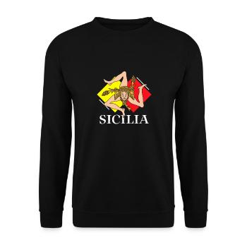 Sizilien flagge Sizilien Palermo Italien - Unisex Pullover - Schwarz - Vorne - Alina (178cm) & Michal (187cm)