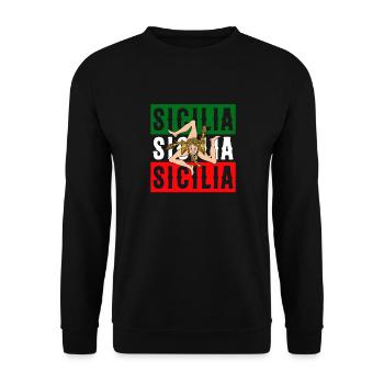 Sizilien flagge Sizilien Palermo Italien - Unisex Pullover - Schwarz - Vorne - Alina (178cm) & Michal (187cm)
