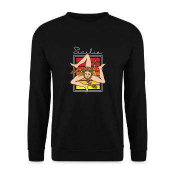 Sizilien flagge Sizilien Palermo Italien - Unisex Pullover - Schwarz - Vorne - Alina (178cm) & Michal (187cm)