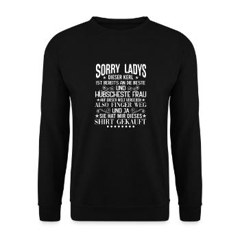 Sorry Ladies Paar Freund Vergeben Geschenk Spruch - Unisex Pullover - Schwarz - Vorne - Alina (178cm) & Michal (187cm)