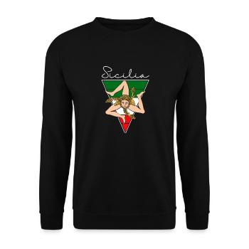 Sizilien flagge Sizilien Palermo Italien - Unisex Pullover - Schwarz - Vorne - Alina (178cm) & Michal (187cm)