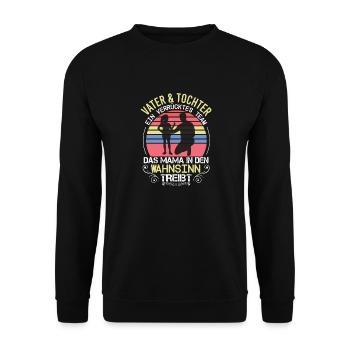 Vater und Tochter Partnerlook Papa Vatertag - Unisex Pullover - Schwarz - Vorne - Alina (178cm) & Michal (187cm)