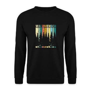 Waldmensch Naturbursche Wandern Natur Outdoor Wald - Unisex Pullover - Schwarz - Vorne - Alina (178cm) & Michal (187cm)