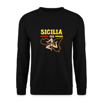 Sizilien flagge Sizilien Palermo Italien - Unisex Pullover - Schwarz - Vorne - Alina (178cm) & Michal (187cm)