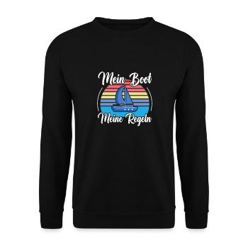 Mein Boot Meine Regeln Segeln Bootbesitzer - Unisex Pullover - Schwarz - Vorne - Alina (178cm) & Michal (187cm)