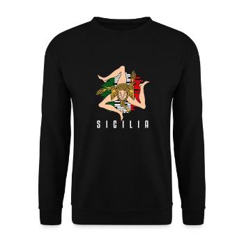 Sizilien flagge Sizilien Palermo Italien - Unisex Pullover - Schwarz - Vorne - Alina (178cm) & Michal (187cm)