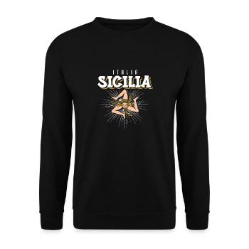 Sizilien flagge Sizilien Palermo Italien - Unisex Pullover - Schwarz - Vorne - Alina (178cm) & Michal (187cm)