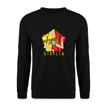 Sizilien flagge Sizilien Palermo Italien - Unisex Pullover - Schwarz - Vorne - Alina (178cm) & Michal (187cm)