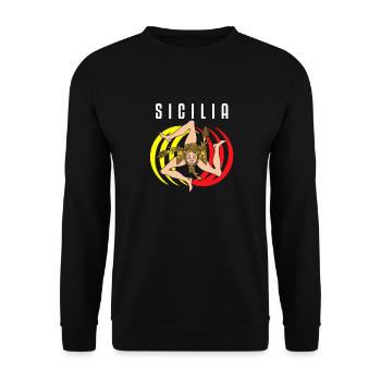 Sizilien flagge Sizilien Palermo Italien - Unisex Pullover - Schwarz - Vorne - Alina (178cm) & Michal (187cm)