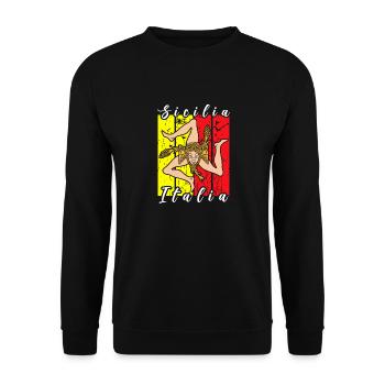 Sizilien flagge Sizilien Palermo Italien - Unisex Pullover - Schwarz - Vorne - Alina (178cm) & Michal (187cm)