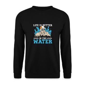 Schimmer Schwimmen Life Is Better In The Water - Unisex Pullover - Schwarz - Vorne - Alina (178cm) & Michal (187cm)