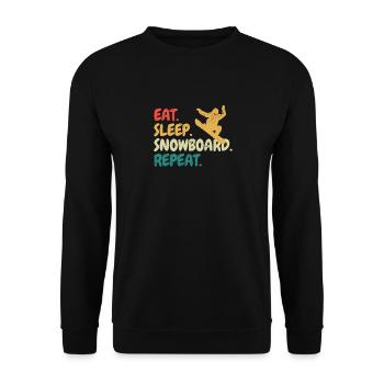 Eat Sleep Snowboard Repeat Snowboarder Lustig Snow - Unisex Pullover - Schwarz - Vorne - Alina (178cm) & Michal (187cm)