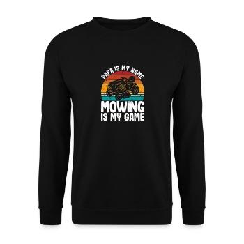 Lawnmowing Papa is my game mowing fathersday - Unisex Pullover - Schwarz - Vorne - Alina (178cm) & Michal (187cm)