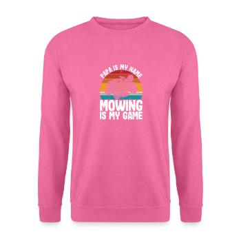 Lawnmowing Papa is my game mowing fathersday - Unisex Pullover - Pink - Vorne