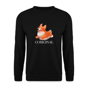 Original Flauschiger Kawaii Hund Niedliches - Unisex Pullover - Schwarz - Vorne - Alina (178cm) & Michal (187cm)