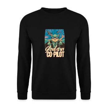 Dieu est mon copilote Avion Cat Assistant - Sweat-shirt Unisexe - noir - Devant - Alina (178cm) & Michal (187cm)
