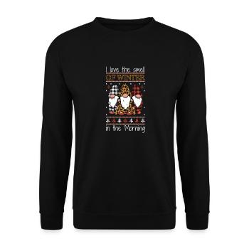 Ich Liebe Den Geruch Von Winter In The Morning - Unisex Pullover - Schwarz - Vorne - Alina (178cm) & Michal (187cm)