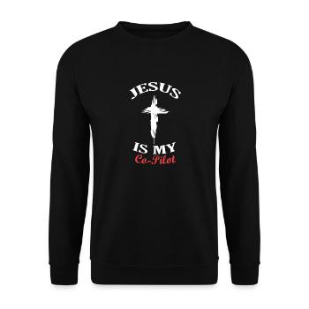 Jésus est mon ami copilote Kreuzheiliger - Sweat-shirt Unisexe - noir - Devant - Alina (178cm) & Michal (187cm)